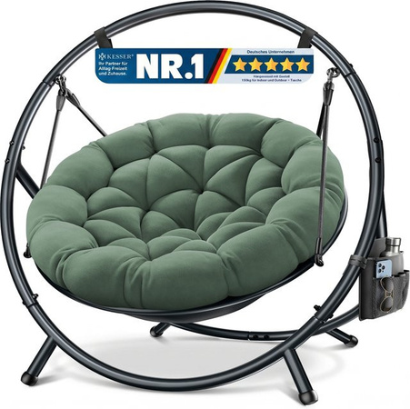 KESSER BALI Hängesessel mit Gestell und Kissen für Indoor und Outdoor, Hängeschaukel mit Stahlgestell und Schaumstoff Sitzpolster bis 150 kg