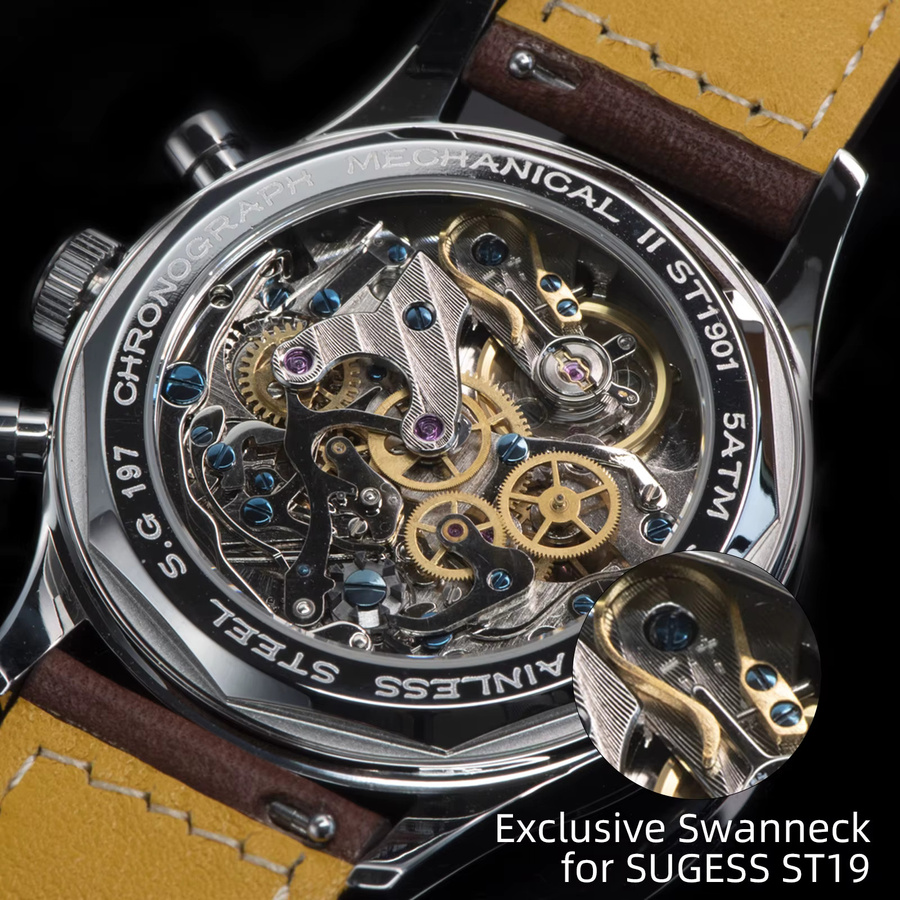 Sugess Chronograph, Automatik, Edelstahl, Saphirglas, Leder, Herren - Bild 3