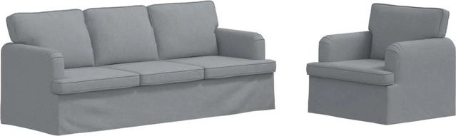 vidaXL Sofa 2-teilig in Hellgrau mit Stoffbezug und Metallrahmen B/T/H: 144 x 80 x 85 cm - Bild 1