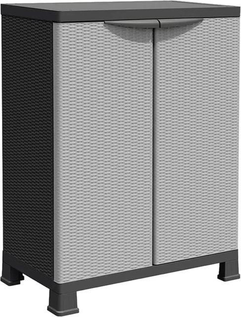 vidaXL Kunststoffschrank in Rattan-Design, Grau, B/T/H: 68 x 39 x 92 cm - Bild 1