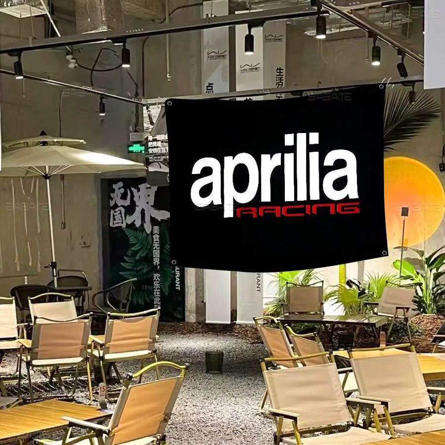 Potdemiel Camping-Flagge mit A-ApriliaS-Logo im künstlerischen Design - Bild 2