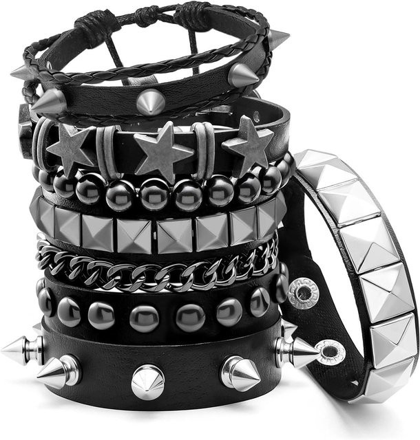 RechicGu Armband, PU-Leder, Perle, Schwarz, Unisex - Bild 1