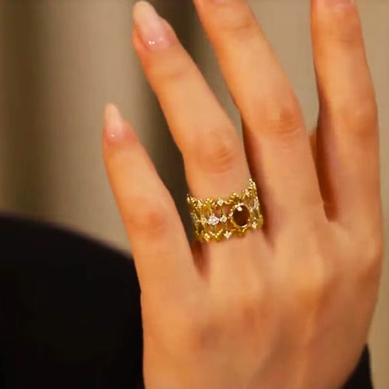 Huitan Ring, Gold, rote Zirkonia, Damen - Bild 5