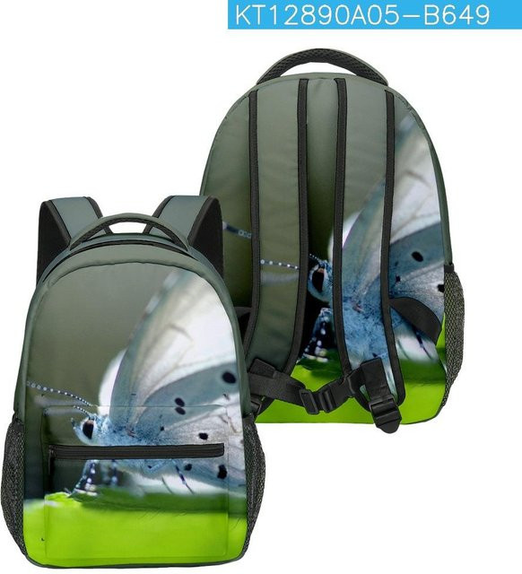 Fancy Style Studio Schultasche mit Schmetterlings-Design, wasserdichter Rucksack aus Oxford-Material für Jungen und Mädchen, Farbe: Grün - Bild 1