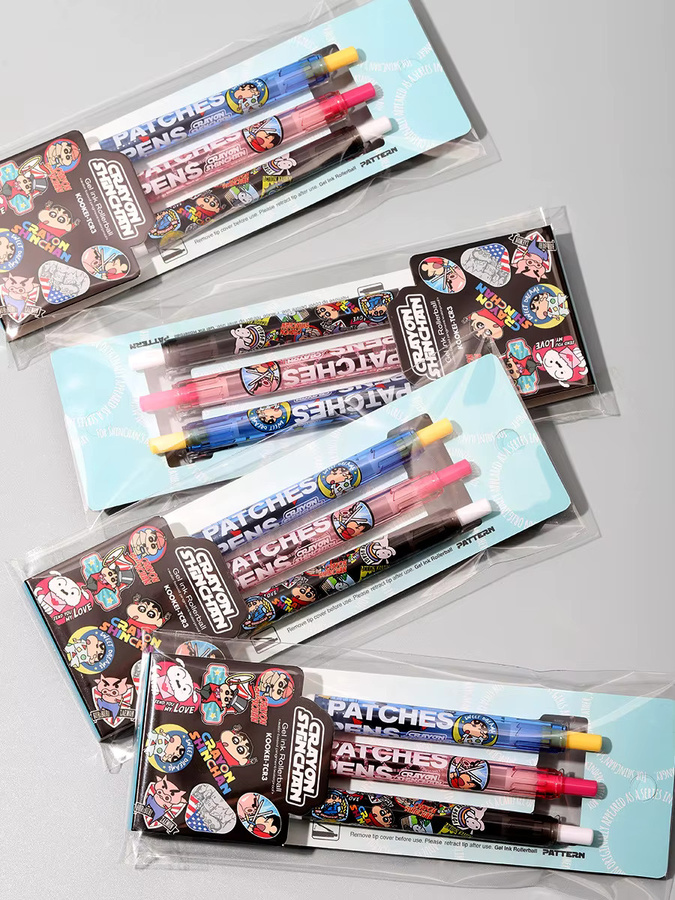 Bandai Crayon Shin-Chan Gelstifte 3er-Pack mit 0,5 mm feiner Spitze in Schwarz, Grün und Multicolour für Schule und Journaling - Bild 5