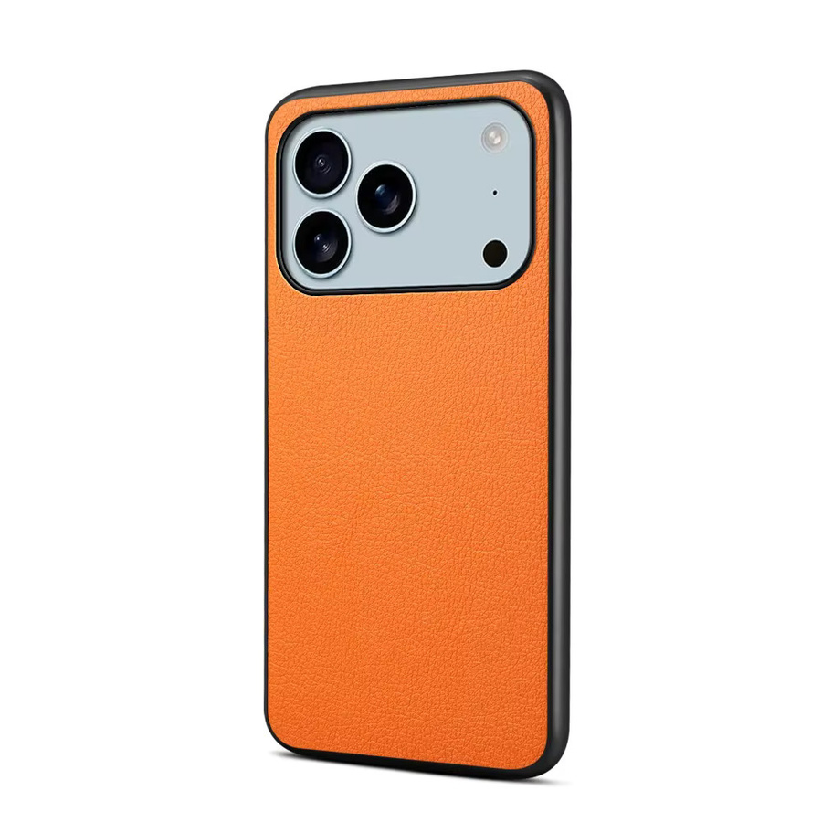 Slim Schutzhülle mit Litschi-Ledertextur für Apple iPhone 17 Air 16E 15 14 Plus 13 12 11 Pro Max in Lila und Orange - Bild 3
