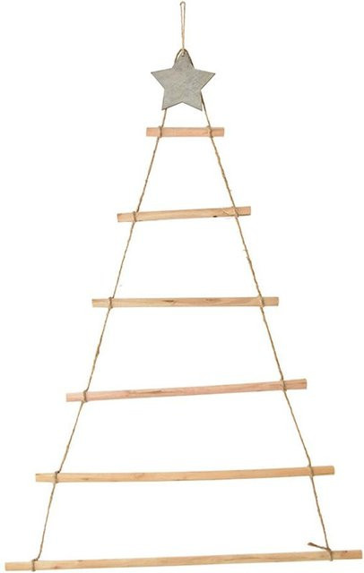 TOMTOP JMS Hängende Holzornamente in Braun mit Stern- und Seildekoration für deinen Wand-Weihnachtsbaum, B/H: 55 x 80 cm - Bild 1