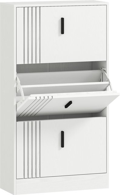 HOMCOM Schuhschrank mit 3 Klappen in Weiß, moderner Schuhschrank für Flur und Wohnzimmer mit Platz für 18 Paare, B/T/H: 63 x 24 x 117 cm - Bild 1