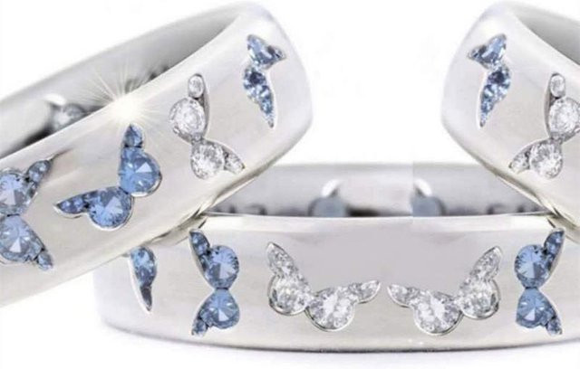 KaiTingu Jewelry Ring, Schmetterling, Eisenlegierung, Blau, Kristall, Zirkonia, Damen - Bild 1