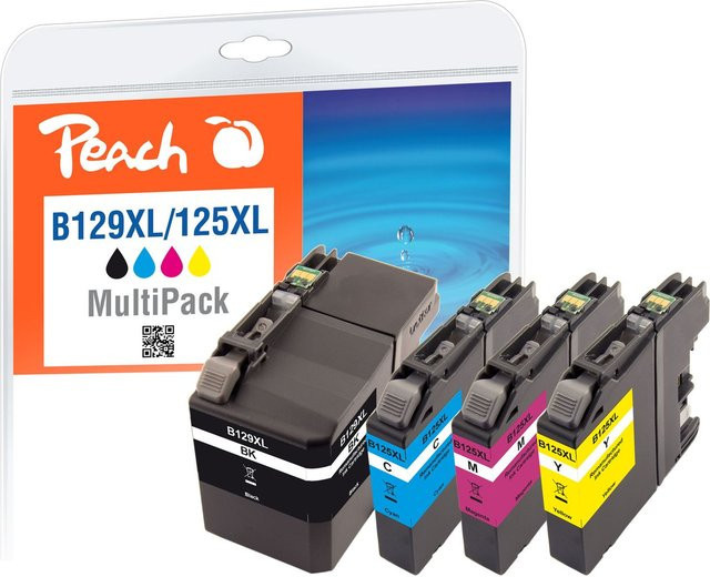 Peach Spar Pack Tintenpatronen XL Set für Brother LC-129VALBP, wiederaufbereitet, Multicolor (Schwarz, Cyan, Magenta, Gelb) - Bild 1