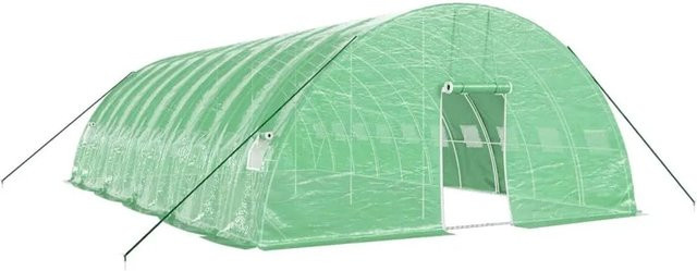 vidaXL Gewächshaus aus verzinktem Stahl mit PE-Folie in Grün, B/T/H: 10 x 6 x 2,85 m - Bild 1