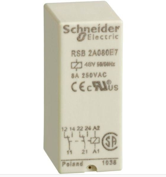 Schneider Electric Steckrelais RSB2A080E7 48V AC, 10 Stück, Weiß - Bild 1