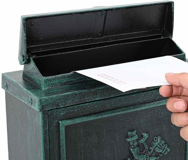 Wandmontierter Briefkasten aus Aluminium von VD Home Furnishing in Grün, B/T/H: 29 x 13 x 41 cm - Bild 1