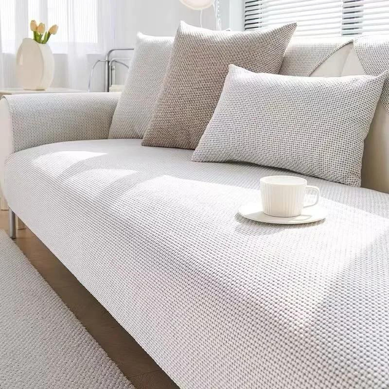 Yiran Furniture Sofa-Sitzbezug mit Rückenlehne aus Polyester, beige, rutschfest, B/T/H: 70 x 70 x 70 cm - Bild 1