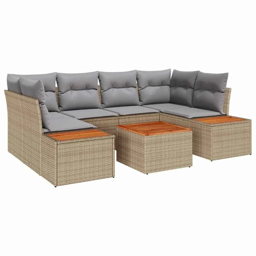 vidaXL Garten-Sofa-Set 6-tlg. aus Polyrattan in Beige mit Kissen und Stauraumfunktion - Bild 2