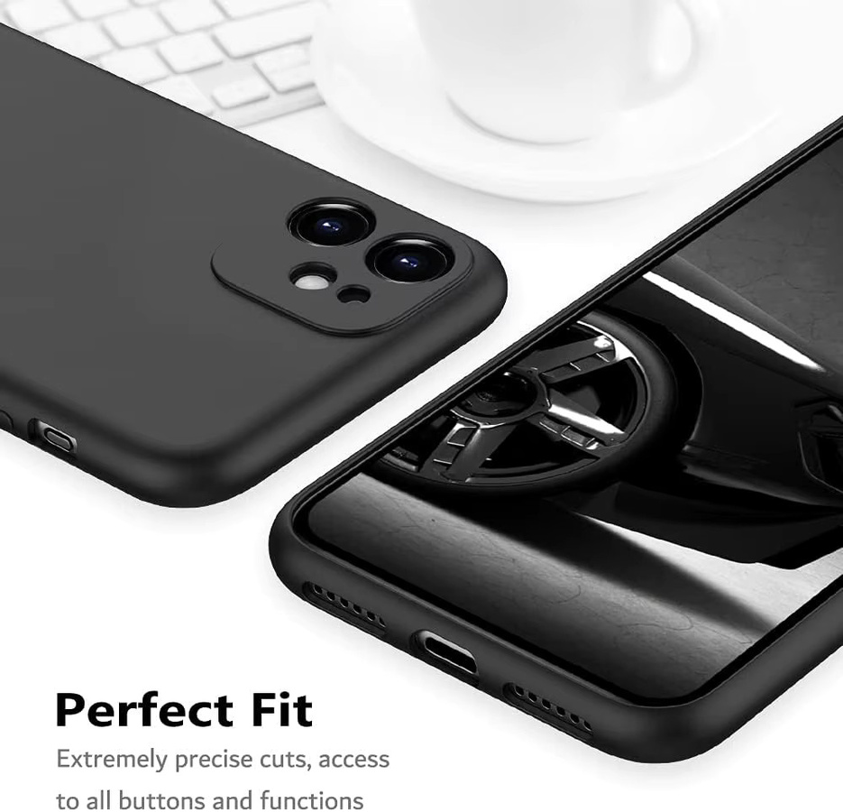 Stoßfeste Silikon-TPU Schutzhülle von bolimei für iPhone 15 14 13 12 Pro Max und weitere Modelle, Schwarz, mit Objektivschutz - Bild 4