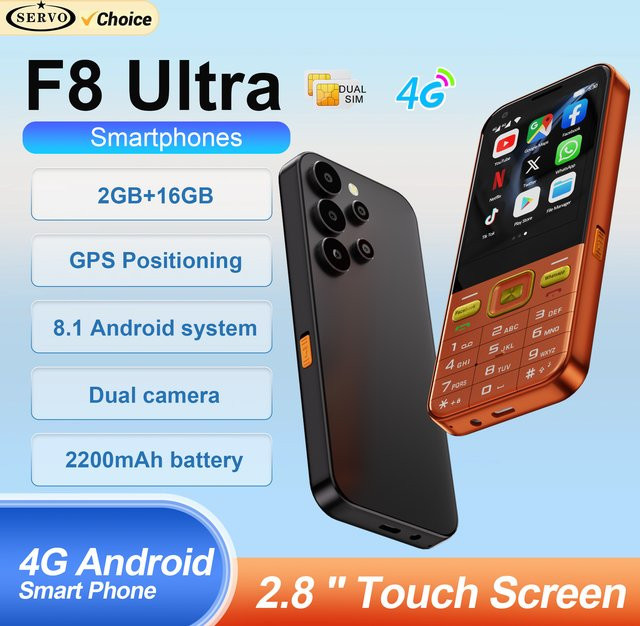 SERVO F8 Ultra 4G Smartphone Android 8.1 mit 2GB RAM und 16GB Speicher, Dual SIM, 2,8 Zoll Touchscreen, Schwarz - Bild 1
