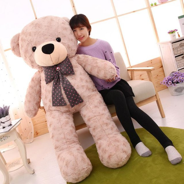 Großer Teddybär Plüschtier Puppe, mit Fliege, 100 cm, Braun - Bild 1