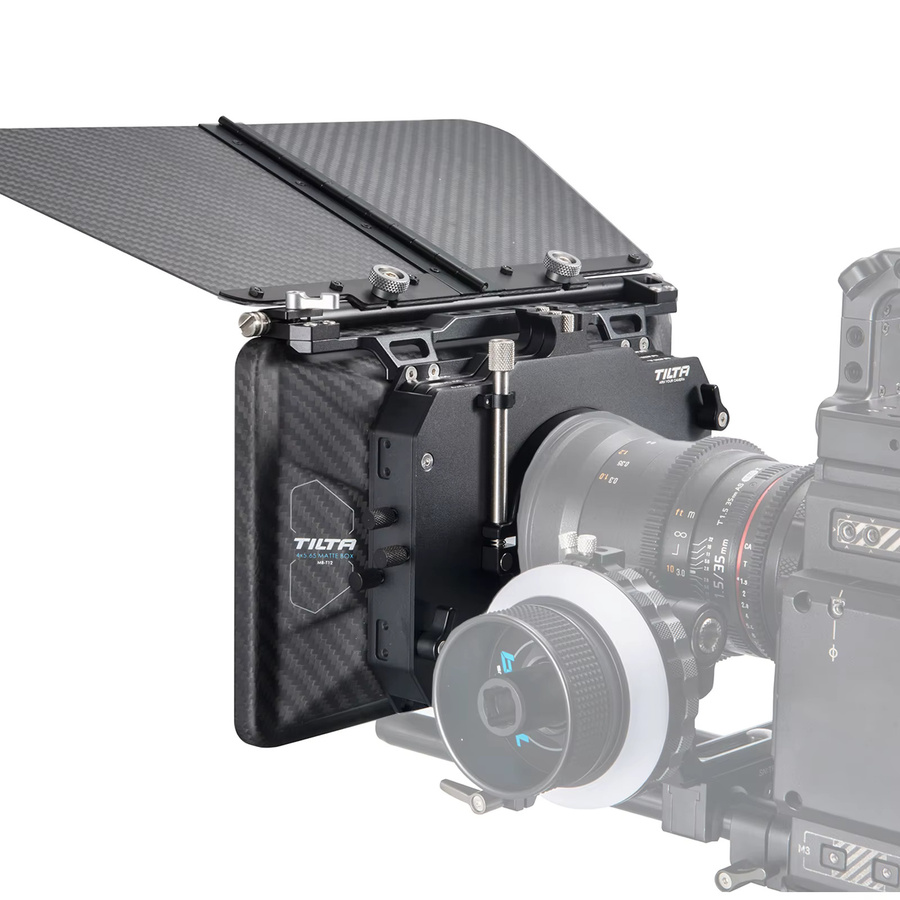 Tilta MB-T12 Carbon Fiber Matte Box 4x5,65 Clamp-on in Schwarz mit Einzelunterseite für 15mm Rod Support Rig kompatibel mit RED, ARRI, Sony und DSLR Kameras - Bild 1