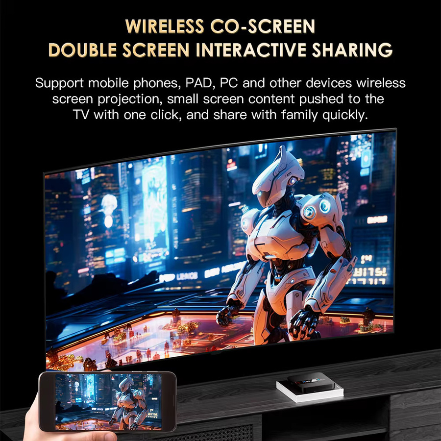 TOPSION H20PRO Android 10.0 TV-Box mit Sprachassistent, 4K 6K HD Video, Dual-Band WLAN 2,4 & 5G, Media Player Set-Top-Box in Schwarz - Bild 3