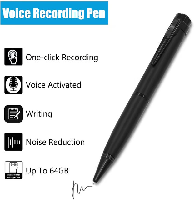 Luxuglow Professioneller digitaler Schreib-Voice-Recorder in Schwarz, tragbarer One-Touch-Aufnahmestift mit hoher Auflösung für Studium und Geschäftstreffen - Bild 1