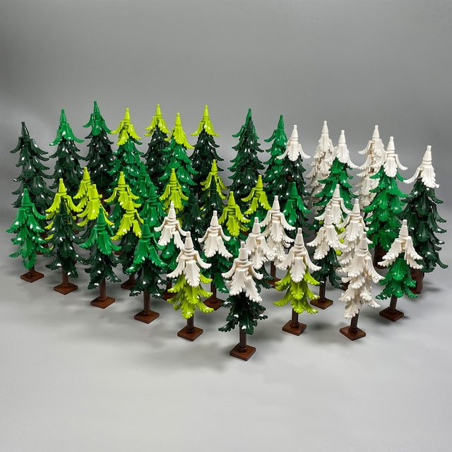 BRICKPANDA DIY Kiefernbaum-Modellbausatz, Verschneiter Weihnachtsbaum Straßendekoration - Bild 1