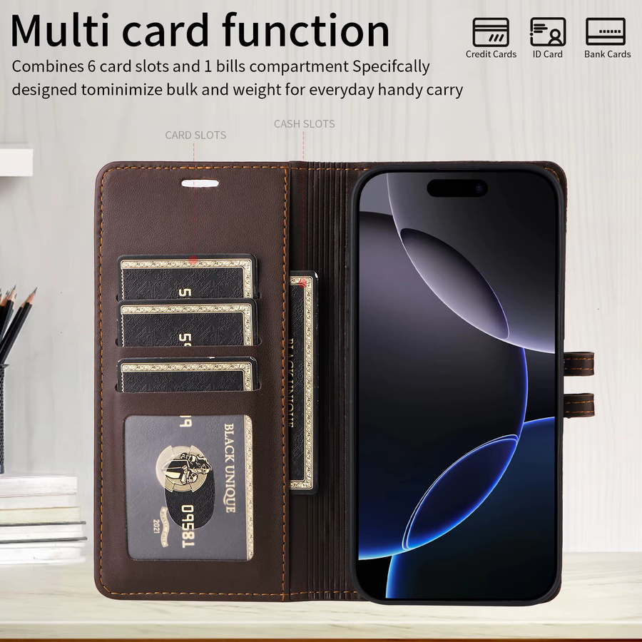 Business Leder Handyhülle für Xiaomi Redmi Note 14 13 12 11 Pro Plus 15C 14C 13C 12C mit Magnetischem Flip Book Pocket Cover in Blau - Bild 5