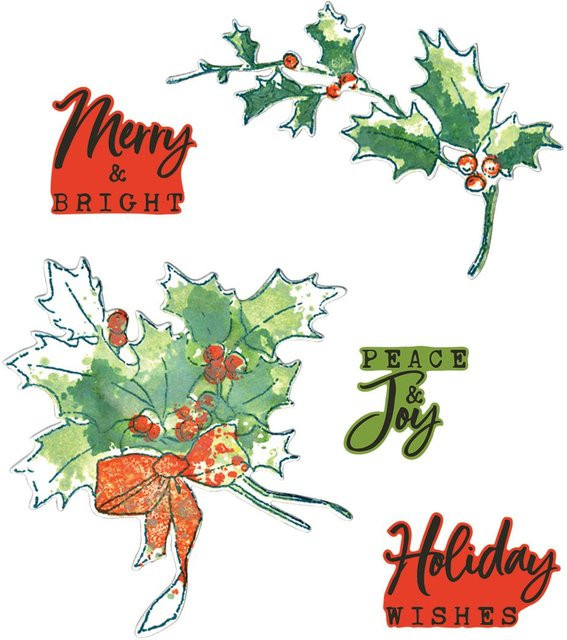 Sizzix Stanzschablone und Clear Stamps Pencil Line Holly von 49 and Market - Bild 1