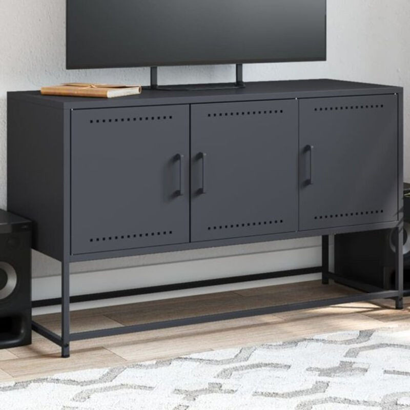 Vidaxl TV-Schrank aus Stahl in Anthrazit im Industrial Design, B/T/H: 100,5 x 39 x 60,5 cm - Bild 1
