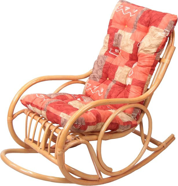 Schaukelstuhl aus Rattan mit Kissen und Armlehnen in Braun von Möbel direkt online - Bild 1