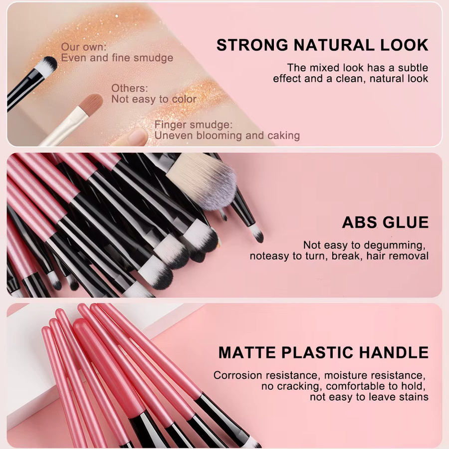 RUNTOIN Make-up-Pinsel-Set, 20-teilig, Unisex - Bild 3