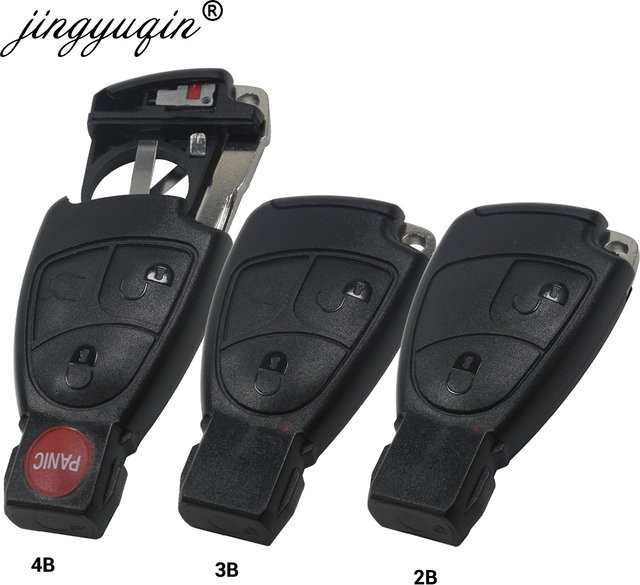 Jingyuqin Smart-Autofernbedienungsgehäuse für Mercedes Benz MB C E ML S SL SLK CLK AMG mit Batteriehalterung und Klinge, Schwarz - Bild 1
