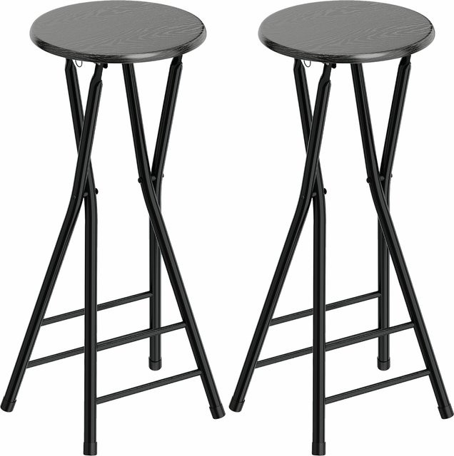HOMCOM Barhocker 2er Set klappbar mit Stahlgestell in Schwarz - Bild 1