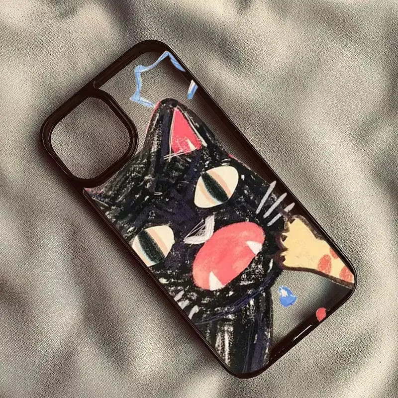Doodle Angry Cat Handyhülle für iPhone 11 12 13 14 15 16 Pro Max und weitere Modelle, Transparent/Multicolor, von GEUMXL - Bild 3