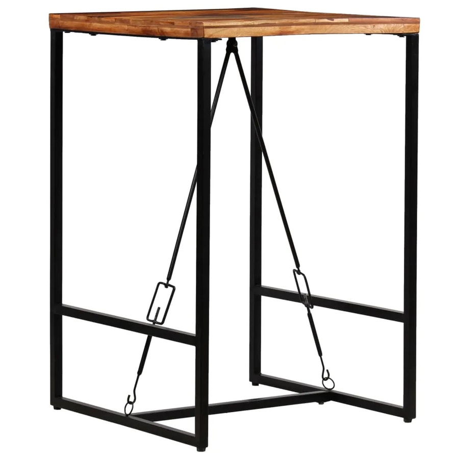 vidaXL Bartisch aus Massivholz im Industrial-Design, Farbe Braun, B/T/H: 70 x 70 x 106 cm - Bild 2