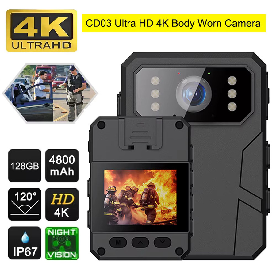 CUGUU Mini Kamera mit 2-Zoll-Farbdisplay, 4K/1080P HD Camcorder mit Infrarot-Nachtsicht, tragbare Bodycam in Schwarz - Bild 3