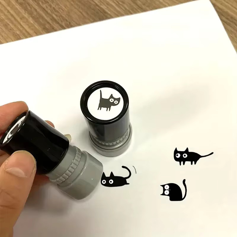 Selbststempelnder schwarzer Katzenstempel aus Kunststoff für Journaling, Kunst und Handwerk - Bild 4