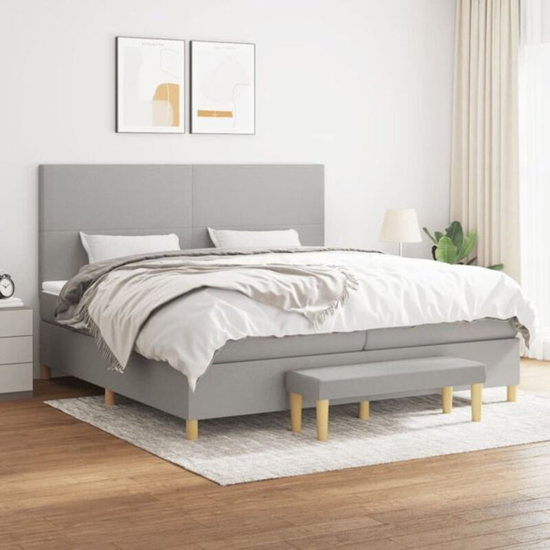 Vidaxl Boxspringbett mit Matratze in Grau aus Stoff mit modernem Design B/T/H: 200 x 200 x 118 cm - Bild 1