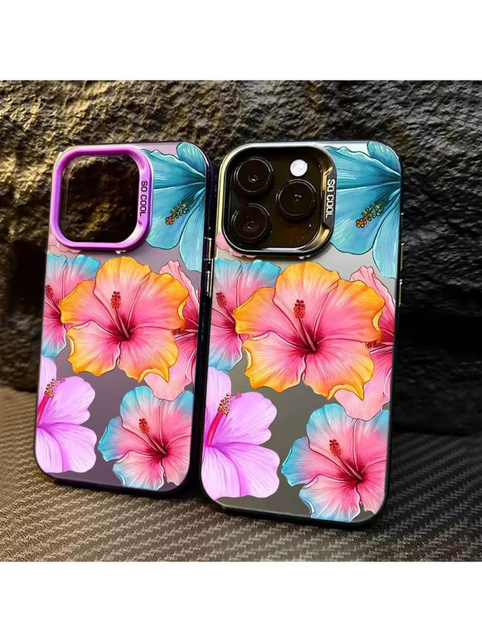 Stoßfeste matte Handyhülle mit buntem Blumenmuster für Apple iPhone Modelle in Multicolor - Bild 4
