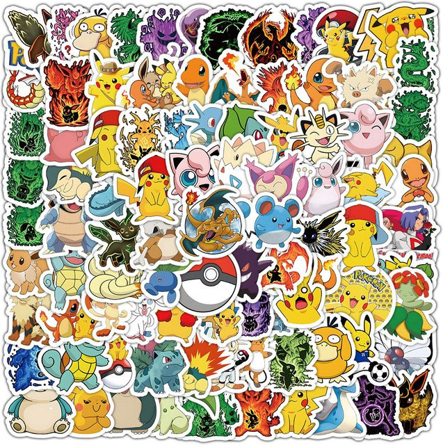 TAKARA TOMY Pokemon Pikachu Anime Aufkleber, 100 Stück - Bild 1