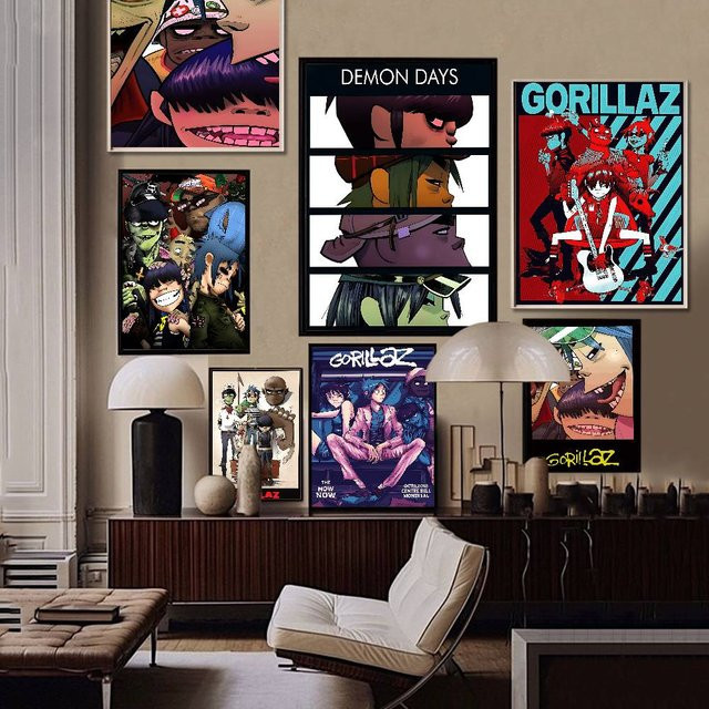 Gorillaz Anime Poster Retro Musik Aufkleber für deine Zimmerdekoration in Kawaii-Optik - Bild 1