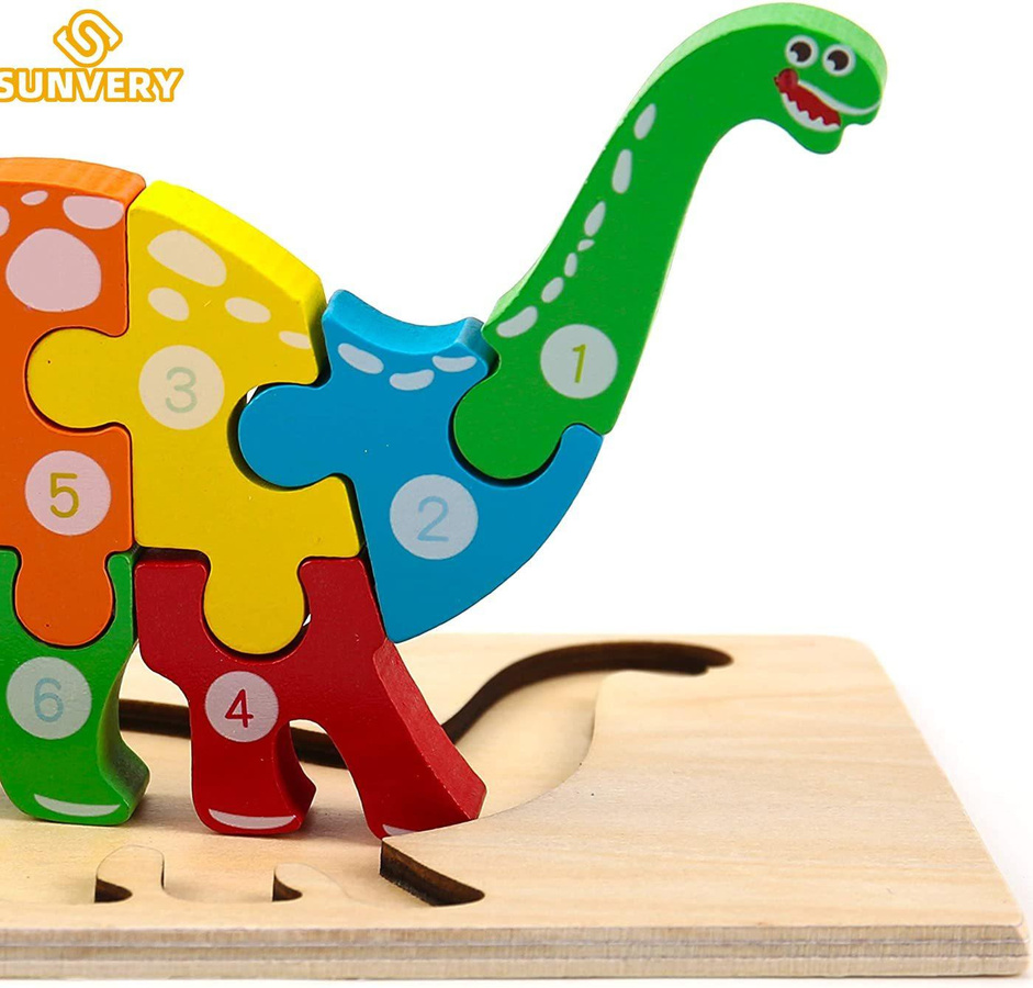 Yiran toy Dinosaurier Holz Puzzle, 2 Jahre, Bunt / Mehrfarbig - Bild 2