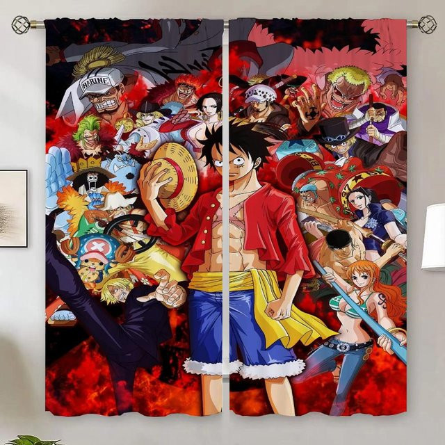 One Piece Verdunkelungsvorhänge Set aus 2 Stück, blickdicht mit Raffhaltern, Mehrfarbig, Breite: 86 cm, Höhe: 137 cm - Bild 1