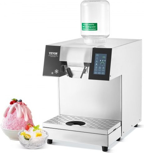 VEVOR Kommerzielle Schneeflocken-Eismaschine aus Edelstahl mit Digitalanzeige und Flüssigkeitskühlsystem, Silber - Bild 1