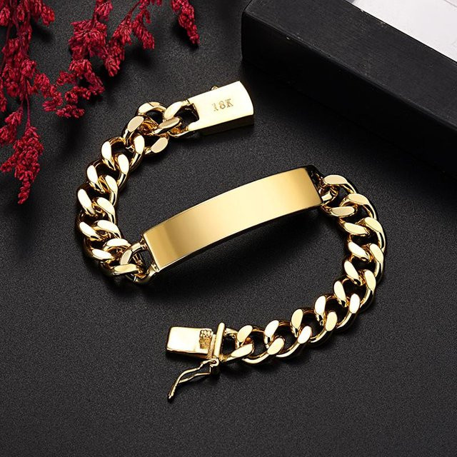 Wucifang Jewelry Kettenarmband, 18 Karat Gold, Schwarz, Unisex, 20 cm - Bild 1