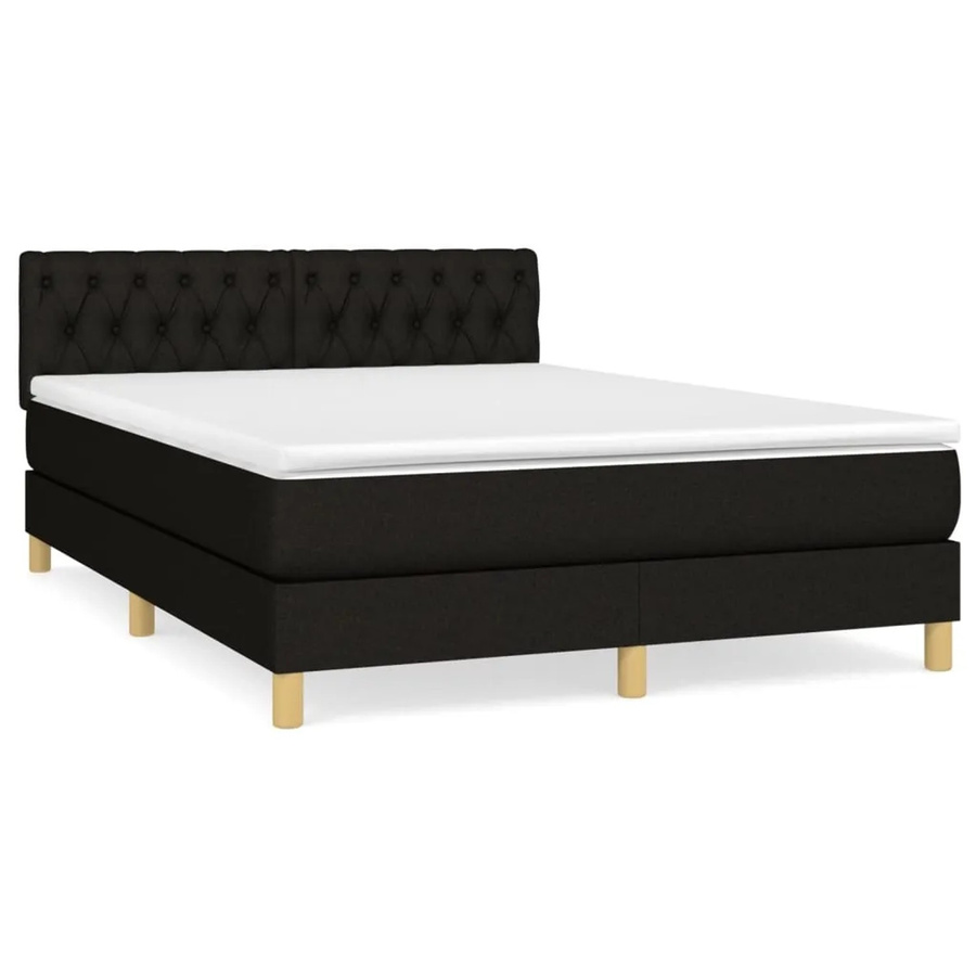 vidaXL Boxspringbett mit Matratze Hybrid-Design in Schwarz aus Stoff, B/T/H: 140 x 200 x 88 cm - Bild 2