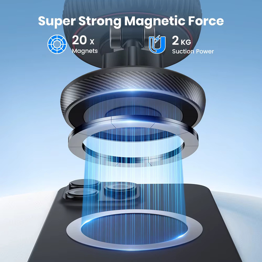 TOPK Magnetische Autotelefonhalterung für MagSafe mit 360 Grad Rotation, Saugnapf-Ständer für Armaturenbrett, Schreibtisch oder Wand, Schwarz - Bild 5
