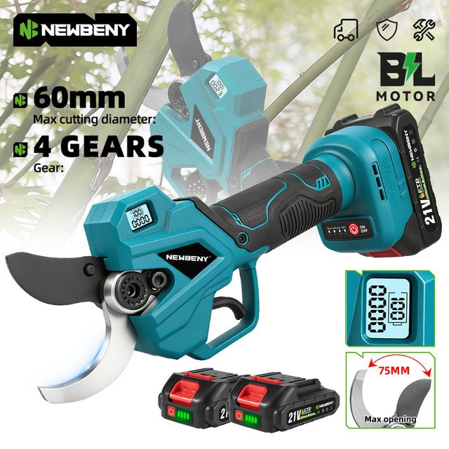 NewBeny 4-Gang-Bürstenlose elektrische Gartenschere kabellos für Makita LXT Akku zum Schneiden von Ästen und Obst - Bild 1
