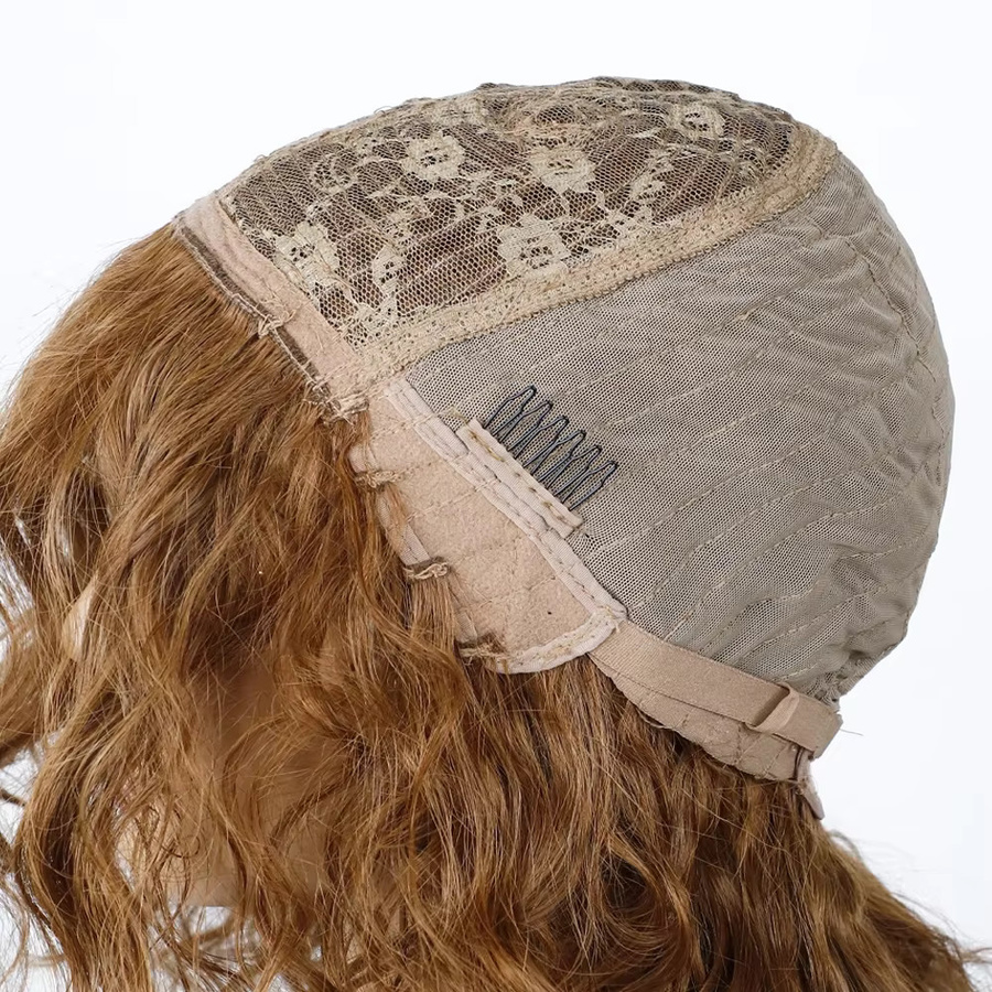 Styleicon Bob Perücke, braun-blond, lockig mit Pony, menschliches Haar - Bild 2