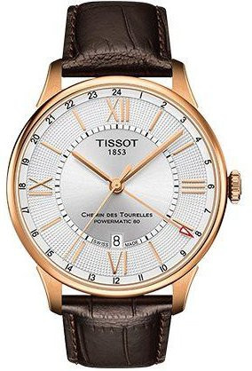 Tissot Armbanduhr Automatik, Edelstahlgehäuse, 42 mm, Lederarmband, Weiß - Bild 1